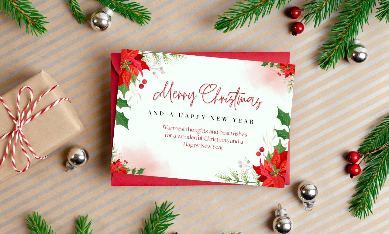 Merry Christmas, Greeting Card Template, Christmas Card Printable, Instant Download, Editable Xmas Cards