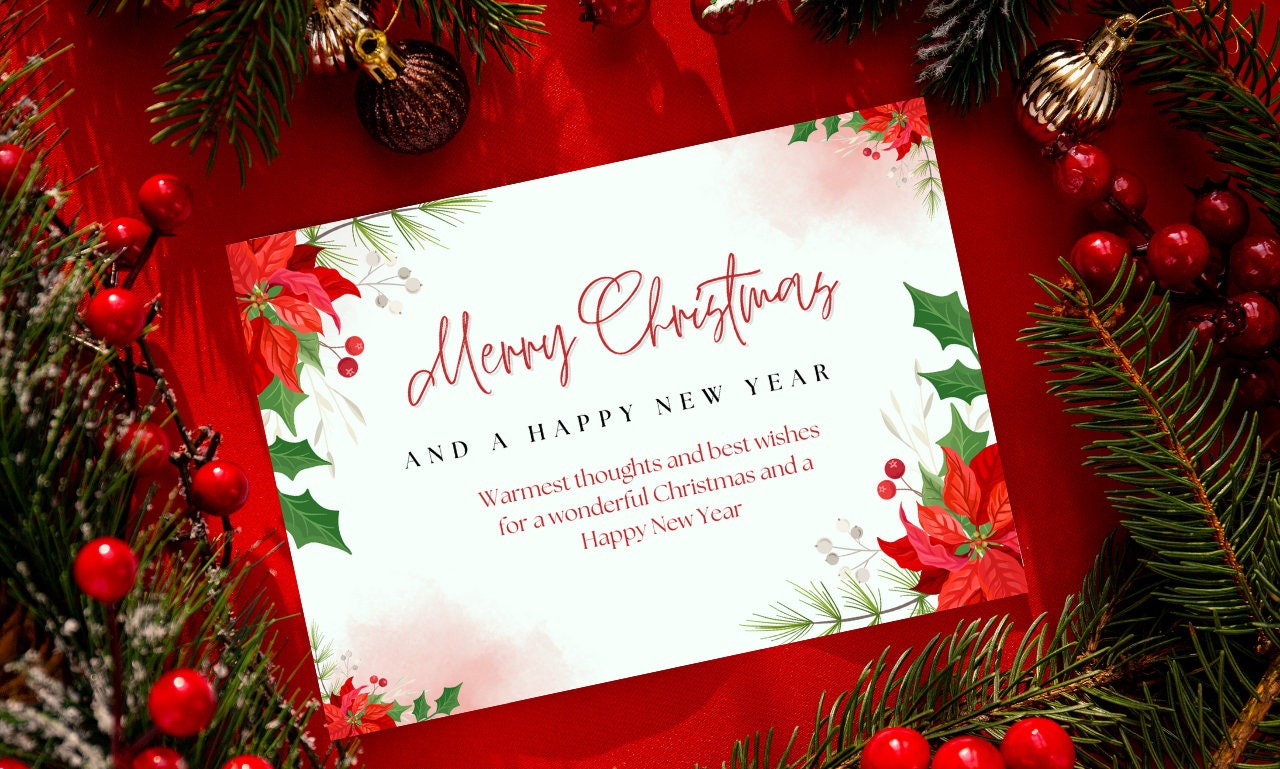 Merry Christmas, Greeting Card Template, Christmas Card Printable, Instant Download, Editable Xmas Cards