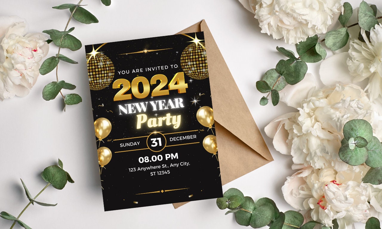 New Years Eve Party,Nye Digital Invite,New Years Invitation,2024 Celebration,Nye Party Ideas,New Year Invites,Digital Nye Invite,New Years Eve,Party Invitations,2024 Invitation,Nye Invitation