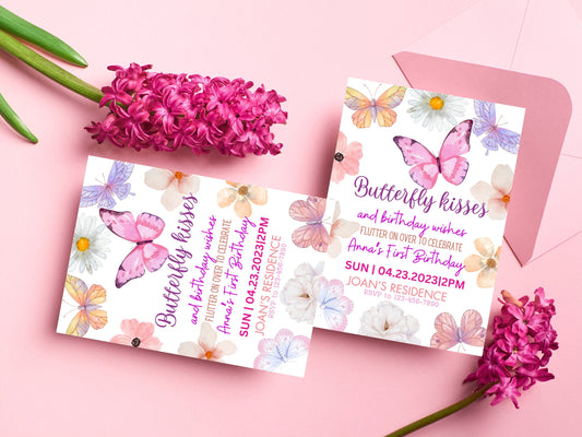 Butterfly Invitation, Butterfly Birthday	Butterfly Party, Birthday Invitation	Butterfly Invite, Purple Butterfly	Invitation Template, Pink Butterfly,	First Birthday, 1st Birthday, Birthday Invite, Girl 1st Birthday, Floral Butterfly