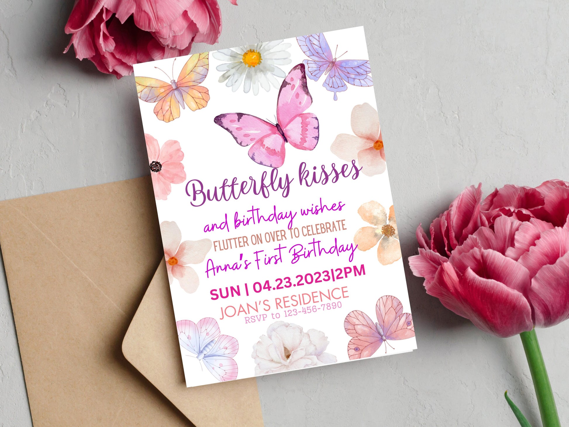 Butterfly Invitation, Butterfly Birthday	Butterfly Party, Birthday Invitation	Butterfly Invite, Purple Butterfly	Invitation Template, Pink Butterfly,	First Birthday, 1st Birthday, Birthday Invite, Girl 1st Birthday, Floral Butterfly