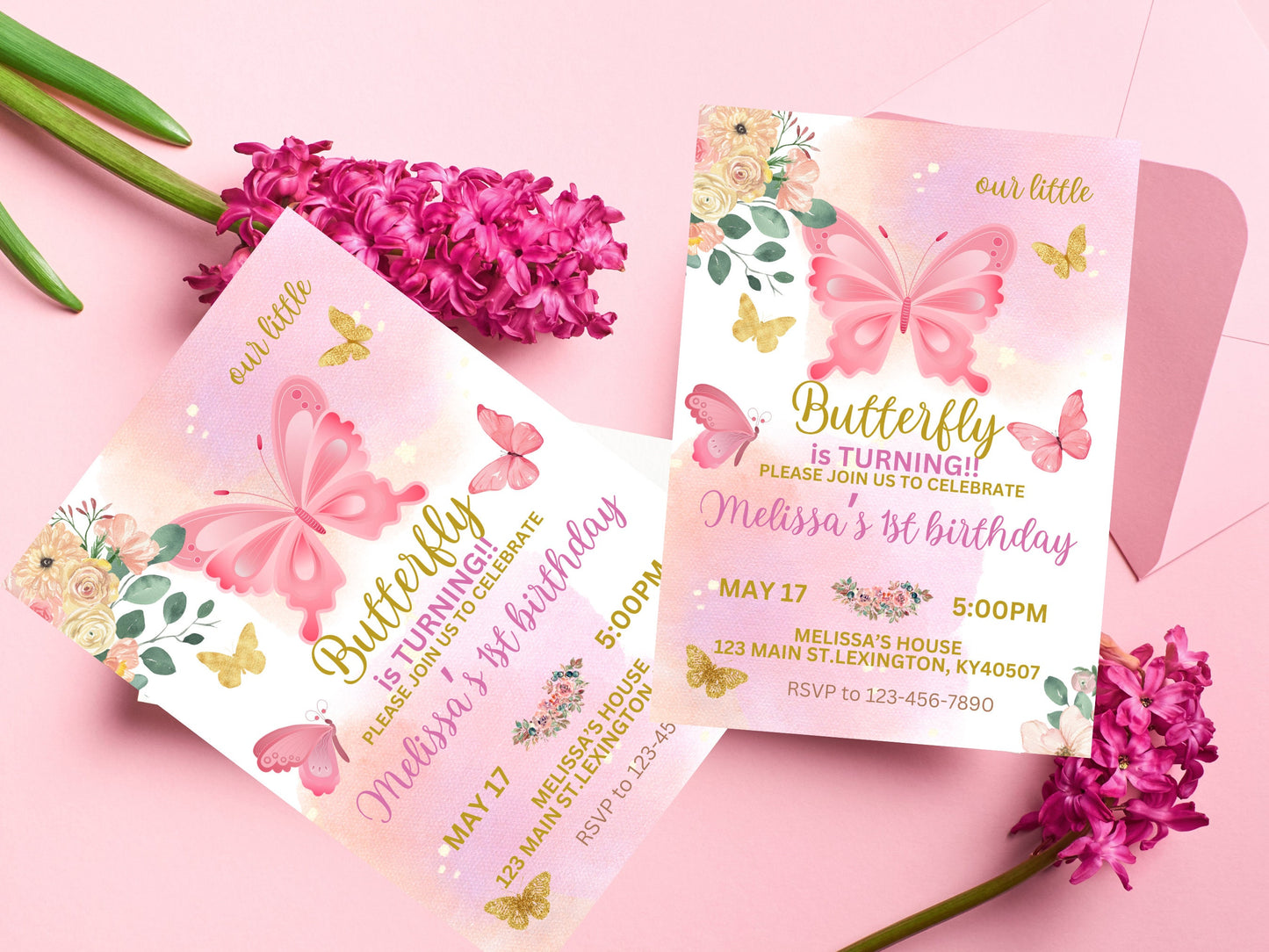 Butterfly Invitation, Butterfly Birthday,	Butterfly Party, Birthday Invitation, Butterfly Invite, Purple Butterfly, Invitation Template, Pink Butterfly	First Birthday, 1st Birthday,	Birthday Invite, Girl 1st Birthday,	Floral Butterfly