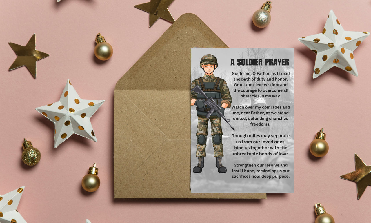 A Soldier Prayer Card, Printable Soldier Prayer Card, Military Prayer Card, Veterans Prayer Card, Gift Card Present, Soldier Birthday Gift,Prayer Card,Military Party,Christian,Pray for Our Soldier,Deployment Party,Military Sign