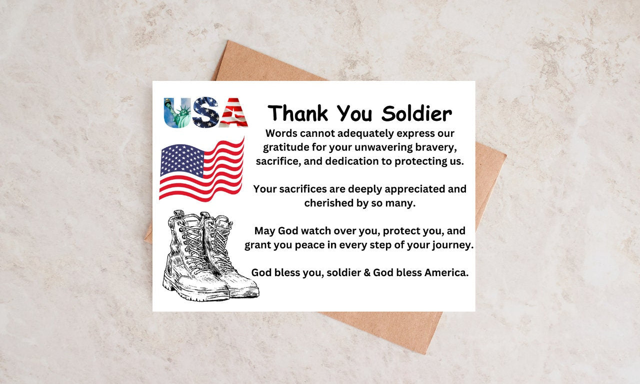 Thank You Soldier,
Service Member,
Deployed Soldier,
Veterans Day card,
Soldier appreciation,
Military gratitude,
Veteran support,
Patriotic thank you,
forces appreciation,
Support our troops,
thank you note,
Soldierthankyoucard,
Deployment Support