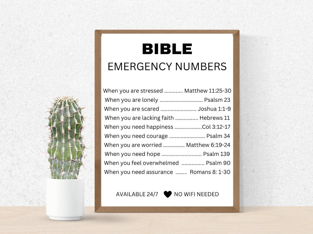 Bible Emergency,Emergency Numbers,Gifts Friendship,Prayer Peace,Bible Verse Bookmark,Guided Bible,Kjv Bible,Dining Room Pictures,Prayer Wall Art,Encouraging Posters,Scripture Printables,Emergency Numbers