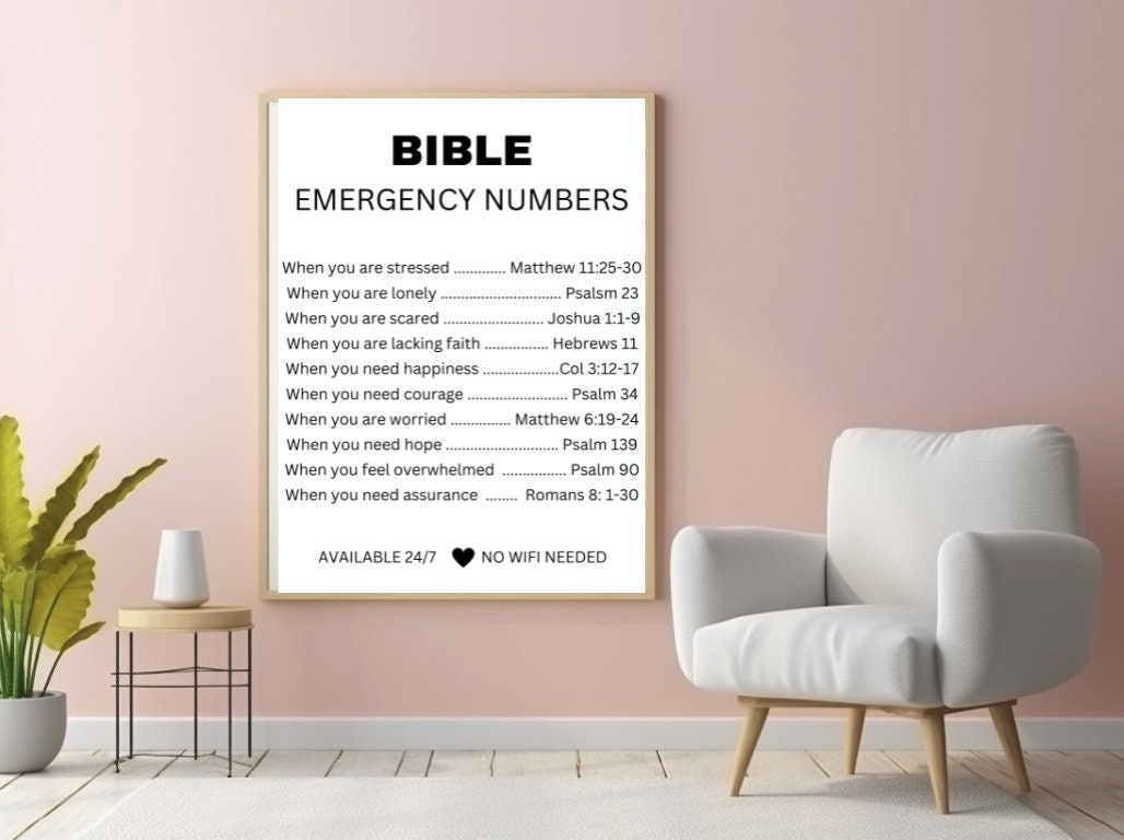 Bible Emergency,Emergency Numbers,Gifts Friendship,Prayer Peace,Bible Verse Bookmark,Guided Bible,Kjv Bible,Dining Room Pictures,Prayer Wall Art,Encouraging Posters,Scripture Printables,Emergency Numbers