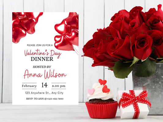 Editable Valentine’s Day Invitation, Valentine’s Day Party Invite, Valentine’s Day Event Template, Galentine’s Invitation, Custom Valentine’s Day Invitation, Valentine’s Day Digital Invitation, Canva Party Invite, Romantic Celebration Invitation