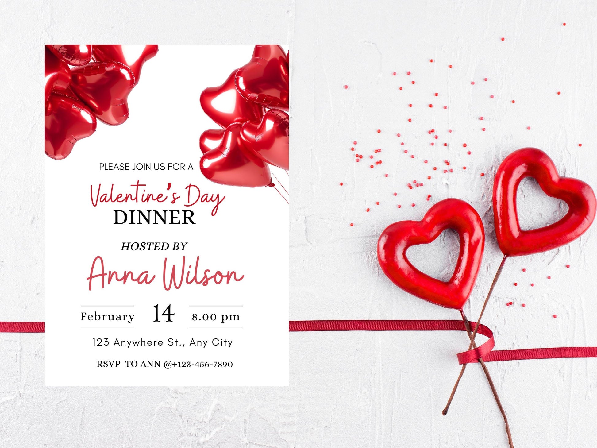 Editable Valentine’s Day Invitation, Valentine’s Day Party Invite, Valentine’s Day Event Template, Galentine’s Invitation, Custom Valentine’s Day Invitation, Valentine’s Day Digital Invitation, Canva Party Invite, Romantic Celebration Invitation